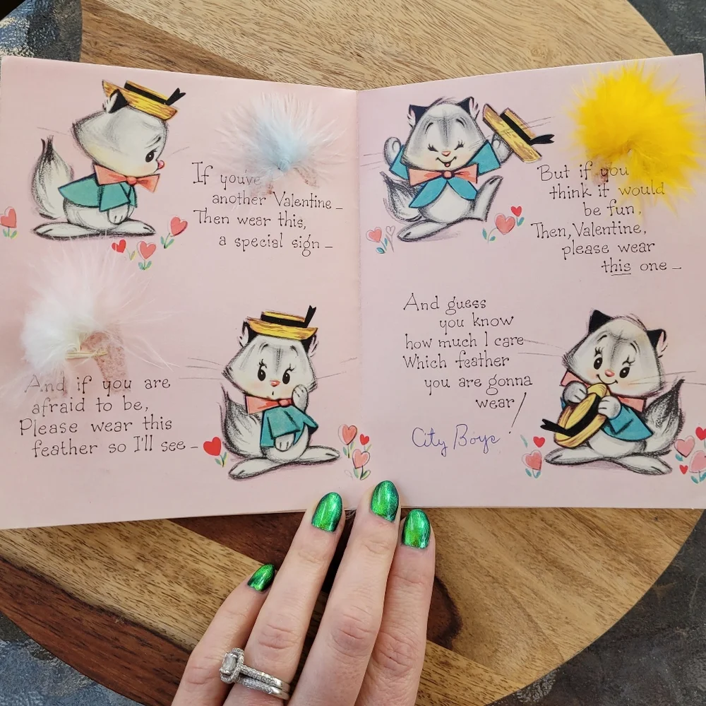 Vintage feather Valentine's Day greeting card
